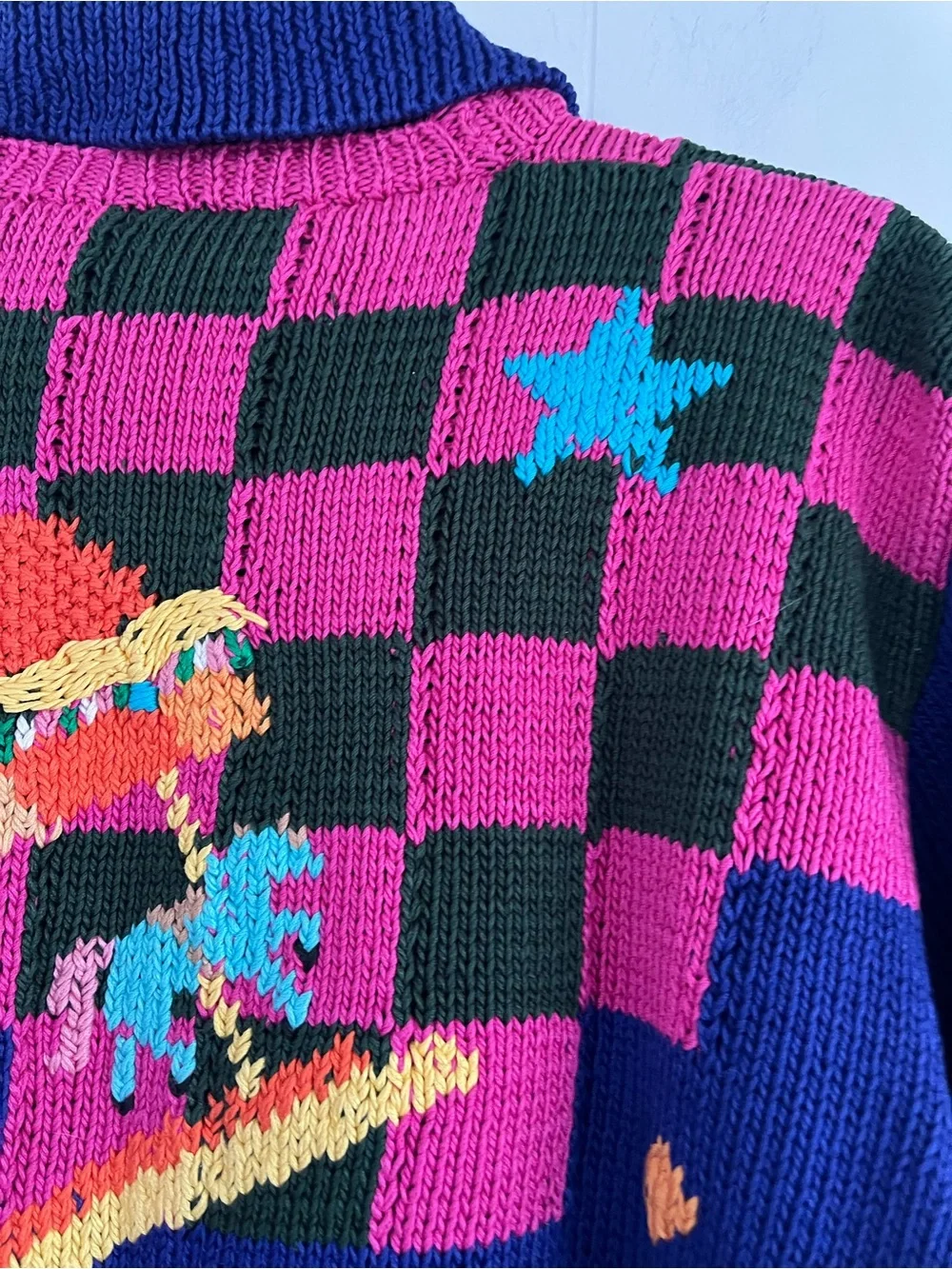 Vintage 1989 Berek Sweater Hand Knitted Carnival Circus Size Medium - Picture 16 of 16